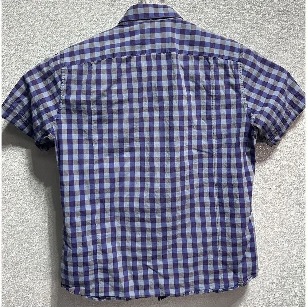 Banana Republic Men's Short Sleeve Button‎ Down Purple Checkered Size Small